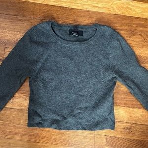 knit long sleeve gray crop top